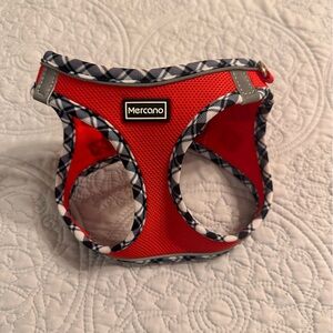Red dog harness with black plaid size small